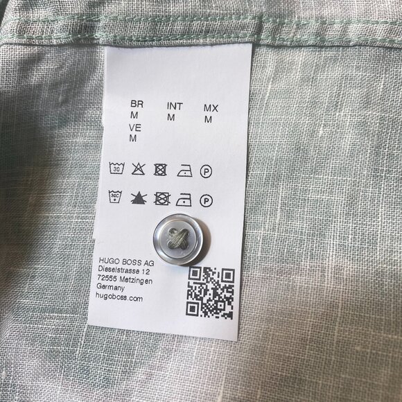 BOSS Lars Palm Frond Linen Short Sleeve Button-Up Shirt Summer,Size Medium,NEW - Picture 13 of 16